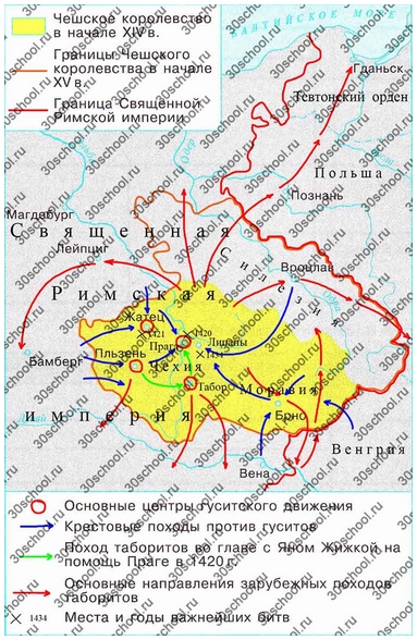 таблица по истории 6 класс гуситское движение в чехии
